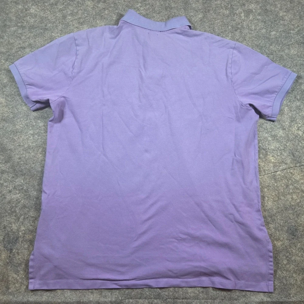 Polo Ralph Lauren Mens XL Purple Custom Fit Stretch Mesh Polo Shirt Orange Pony